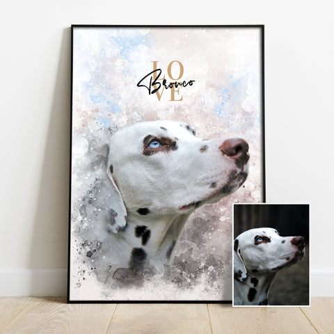 Personalisiertes Portrait Poster und Leinwand - Aquarell Stil