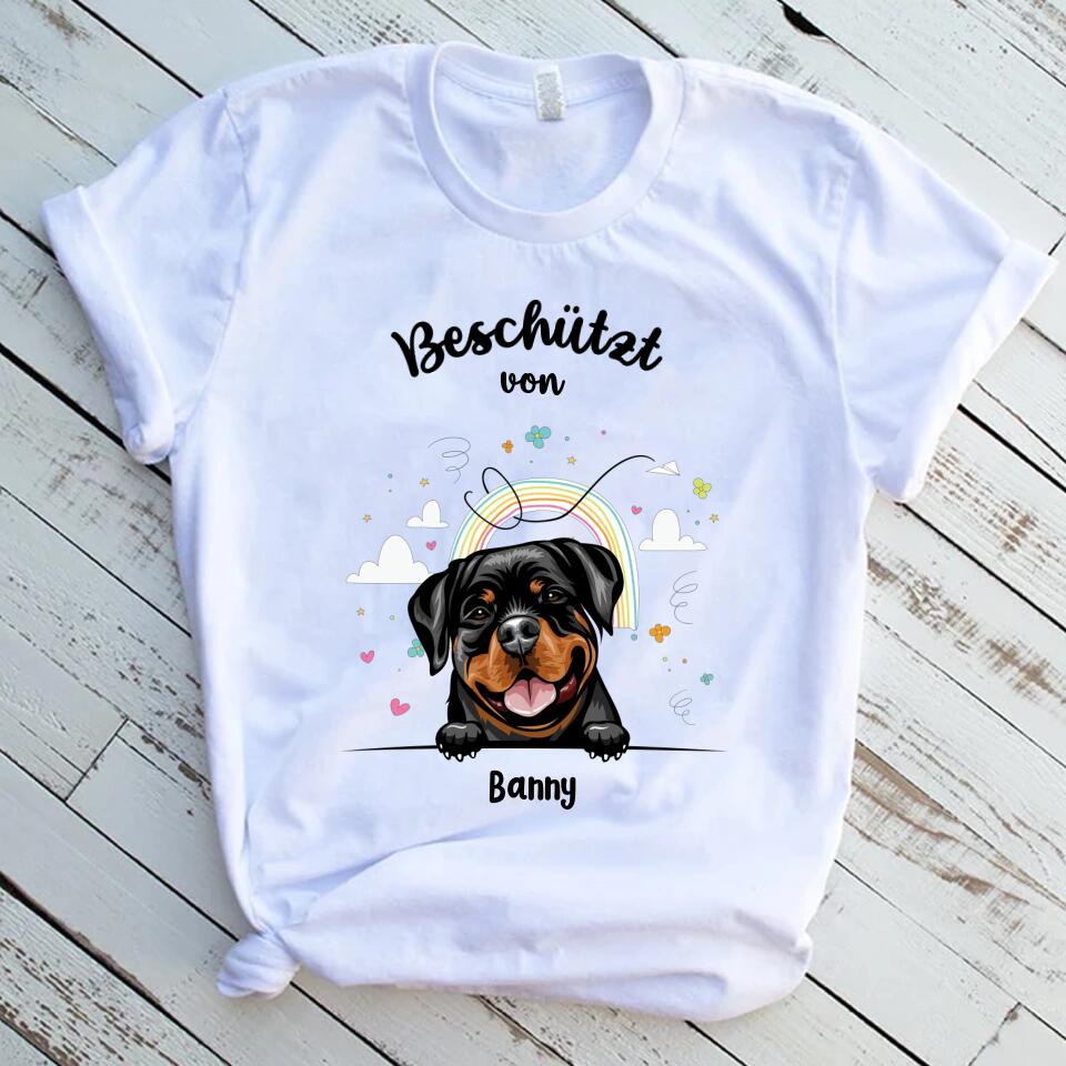 Beschutzt von Personalisiertes Baby T Shirt Hund Katze
