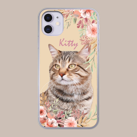 Personalisierte Portrait Handyhülle – Floral Stil - PawsLife