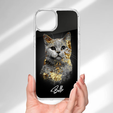 Personalisierte Portrait Handyhülle – Gold Stil - PawsLife
