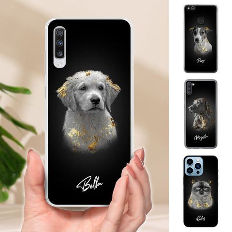 Personalisierte Portrait Handyhülle – Gold Stil - PawsLife