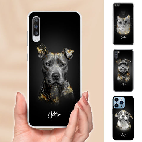 Personalisierte Portrait Handyhülle – Gold Stil - PawsLife
