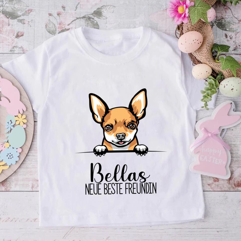 Neue beste Freundin - Personalisiertes Baby T-Shirt mit Haustier