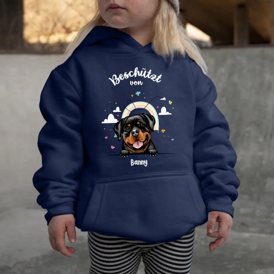Beschützt von - Personalisierter Kinder-Hoodie - Hund & Katze - mehrere Farben