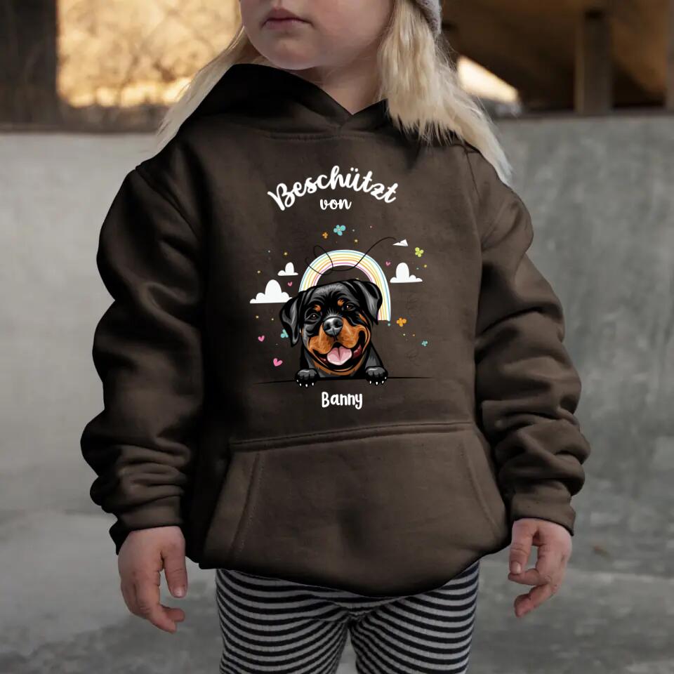Beschützt von - Personalisierter Kinder-Hoodie - Hund & Katze - mehrere Farben
