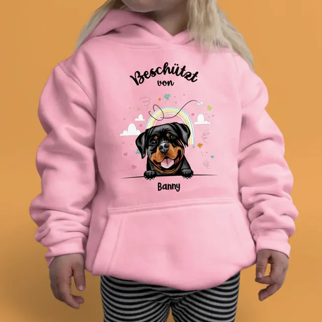 Beschützt von - Personalisierter Kinder-Hoodie - Hund & Katze - mehrere Farben