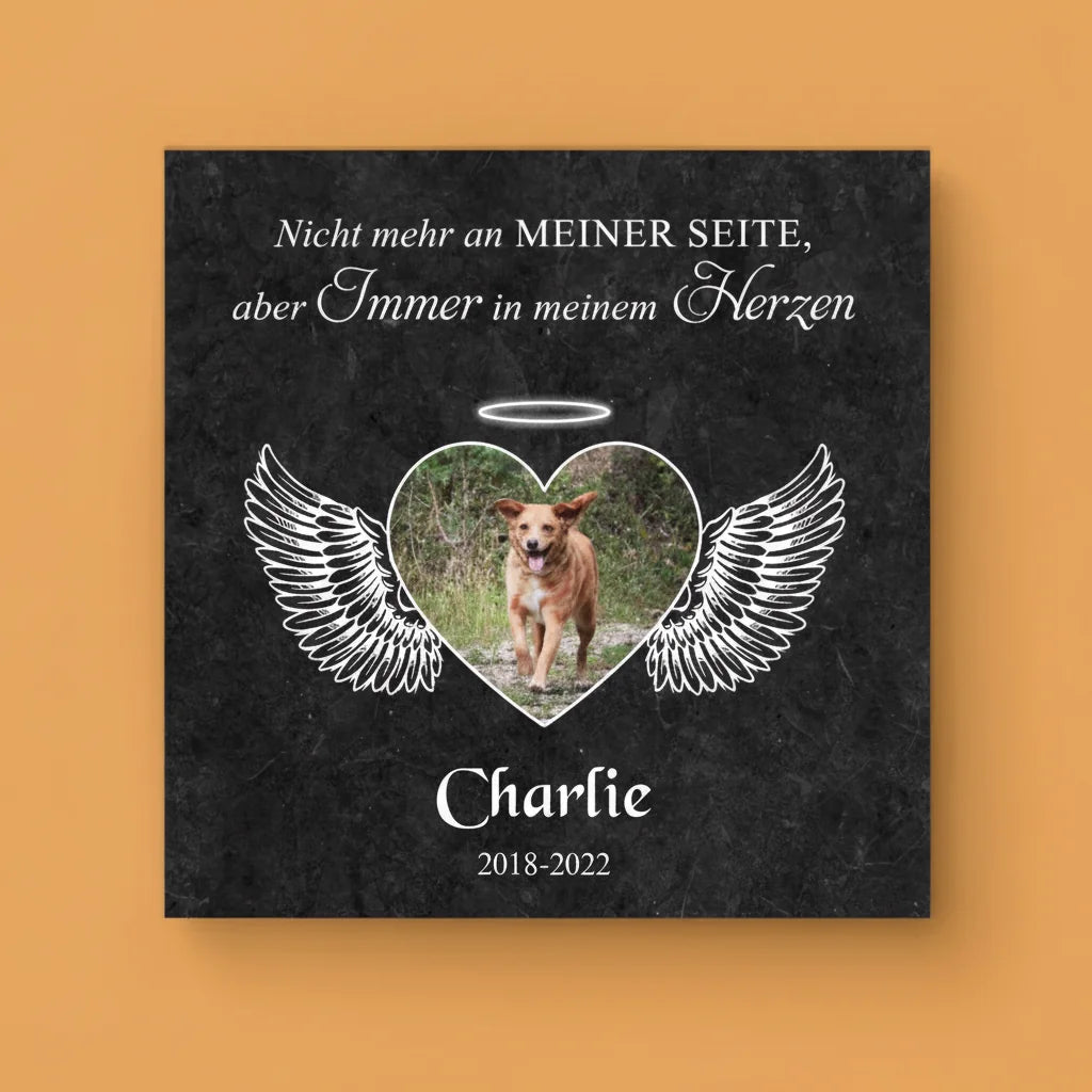 Personalisierte Leinwand - Engel Denkmal Herz