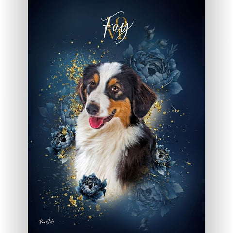 Personalisiertes Portrait - Gold Floral Exklusiv Stil