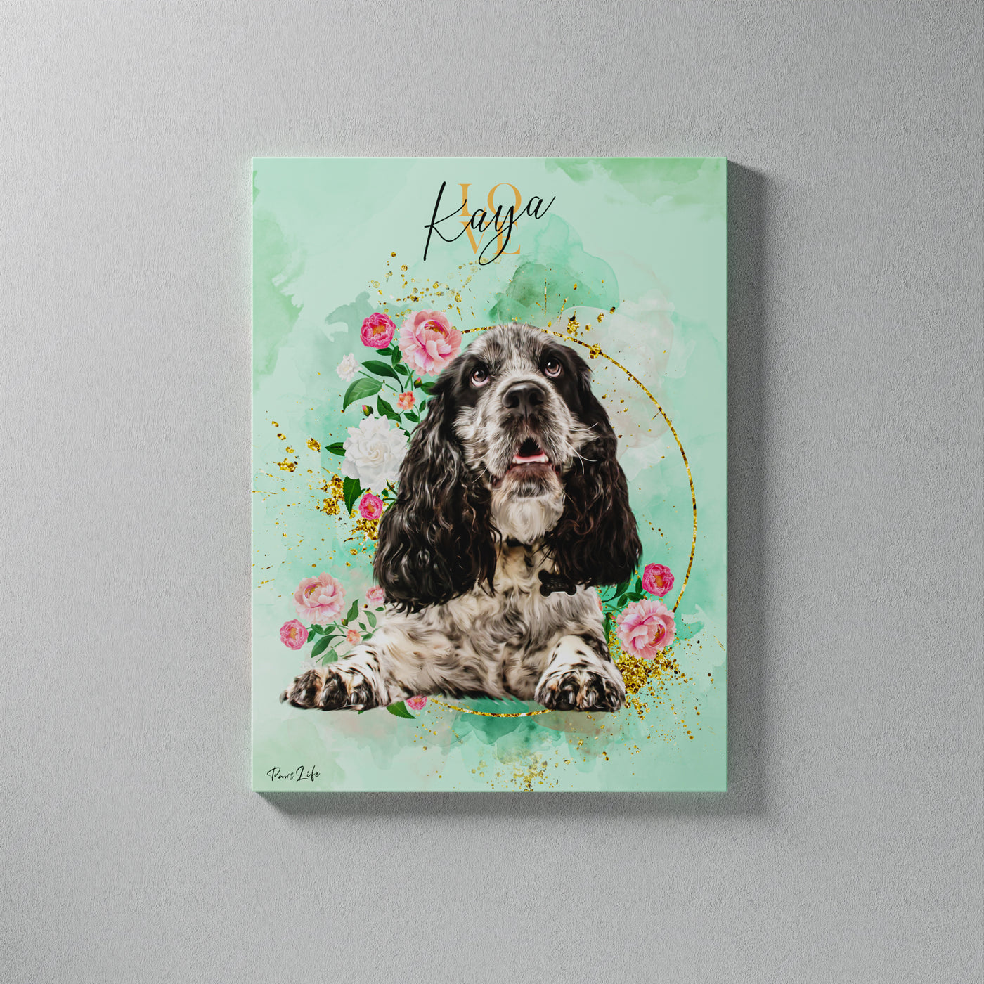 Personalisiertes Portrait - Gold Floral Stil