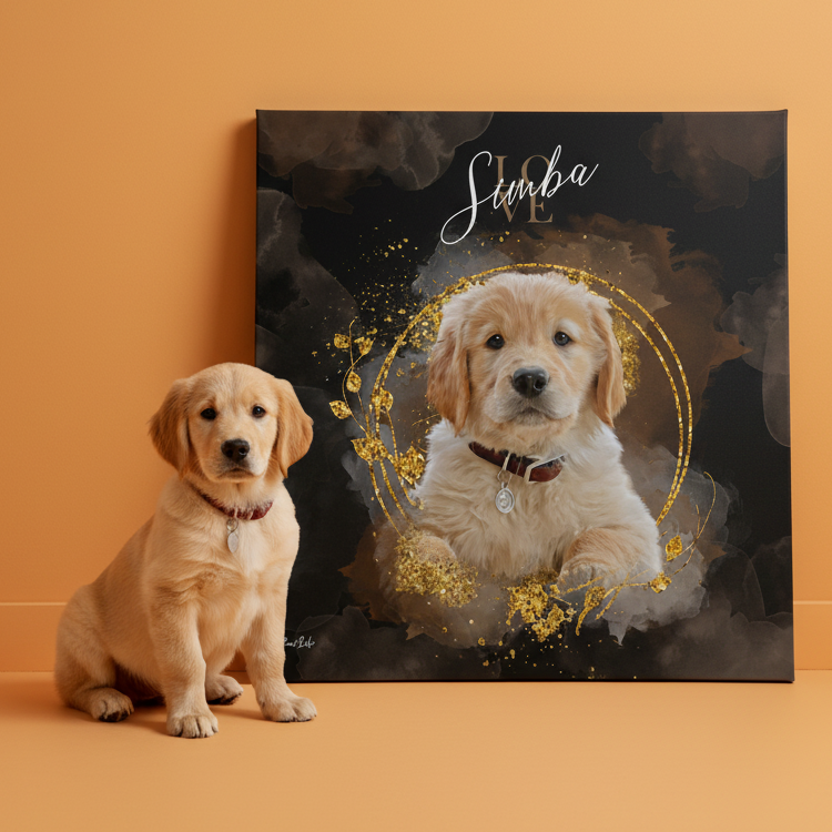 Personalisiertes Portrait - Gold Aquarell Stil
