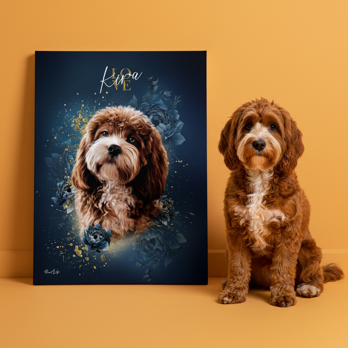 Personalisiertes Portrait - Gold Floral Exklusiv Stil