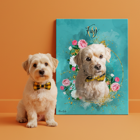 Personalisiertes Portrait - Gold Floral Stil