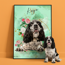 Personalisiertes Portrait - Gold Floral Stil