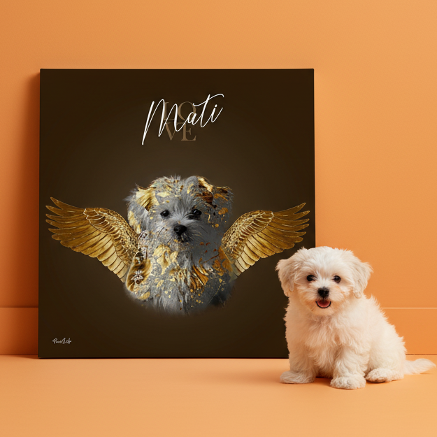 Personalisiertes Portrait - Goldener Engel Stil