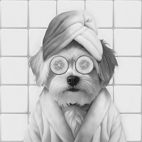 Personalisiertes Tierportrait im Badezimmer mit Gurkenscheiben