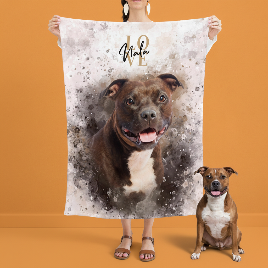 Personalisierte Portrait Decke – Aquarell Stil