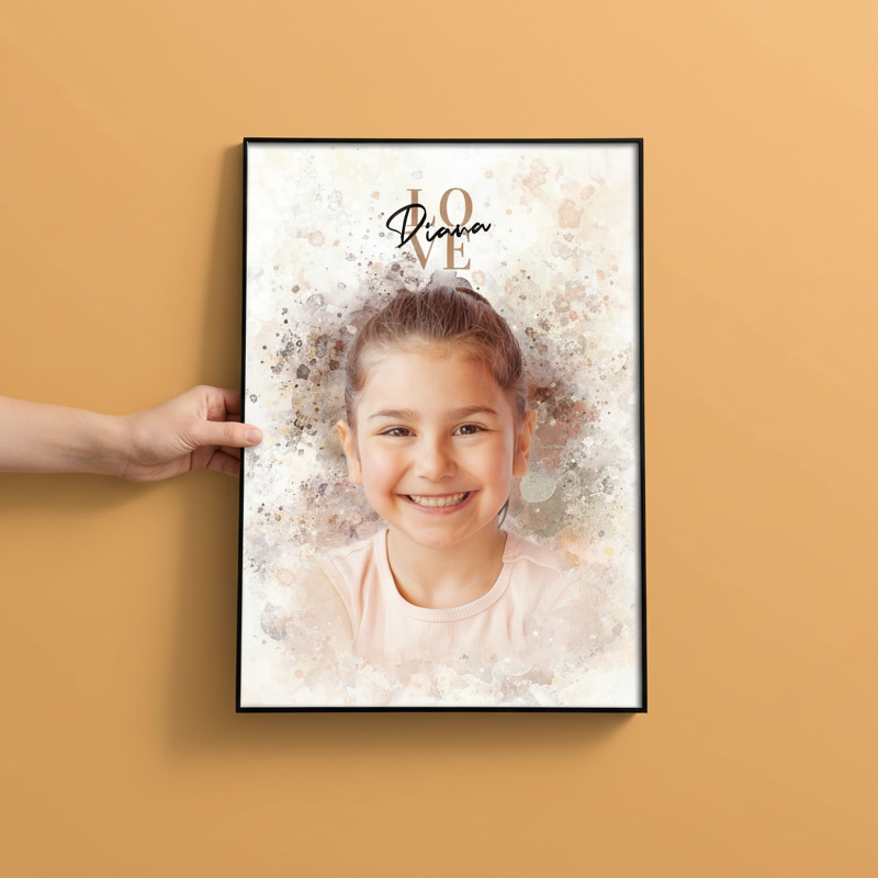 Personalisiertes Personenportrait Poster – Aquarell Stil