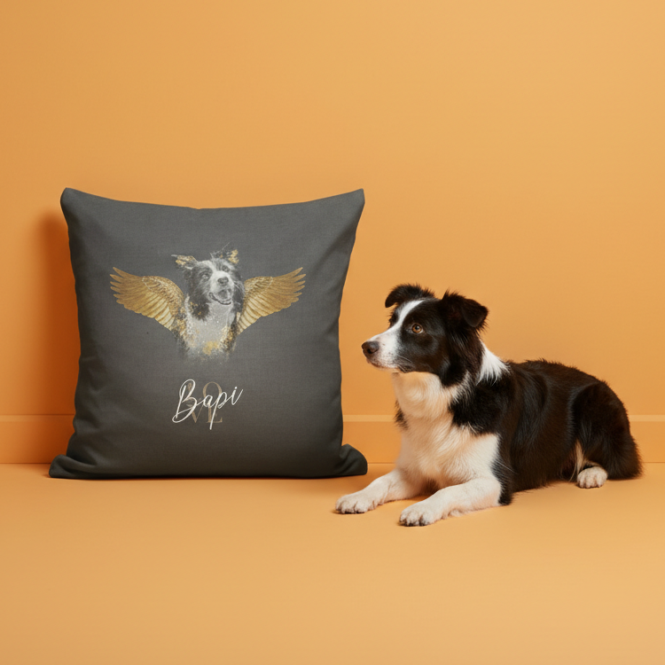 Personalisiertes Portrait Kissen - Goldener Engel Stil