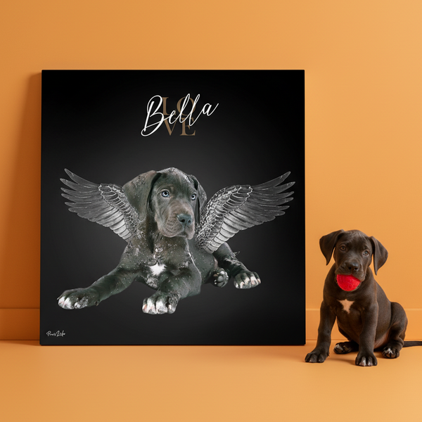 Personalisiertes Portrait - Silberner Engel Stil