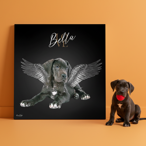 Personalisiertes Portrait - Silberner Engel Stil