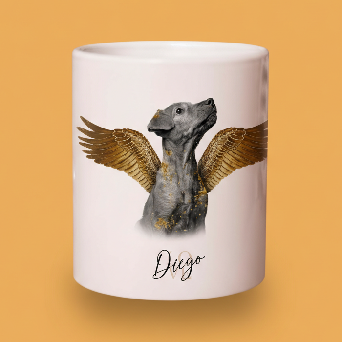 Personalisierte Portrait Tasse – Goldener Engel Stil