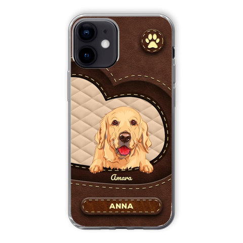 Personalisierte Handyhülle - Hunde & Katzen - Lederoptik