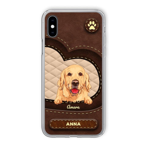Personalisierte Handyhülle - Hunde & Katzen - Lederoptik