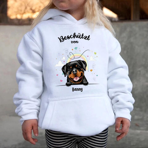 Beschützt von - Personalisierter Kinder Hoodie - Hund & Katze