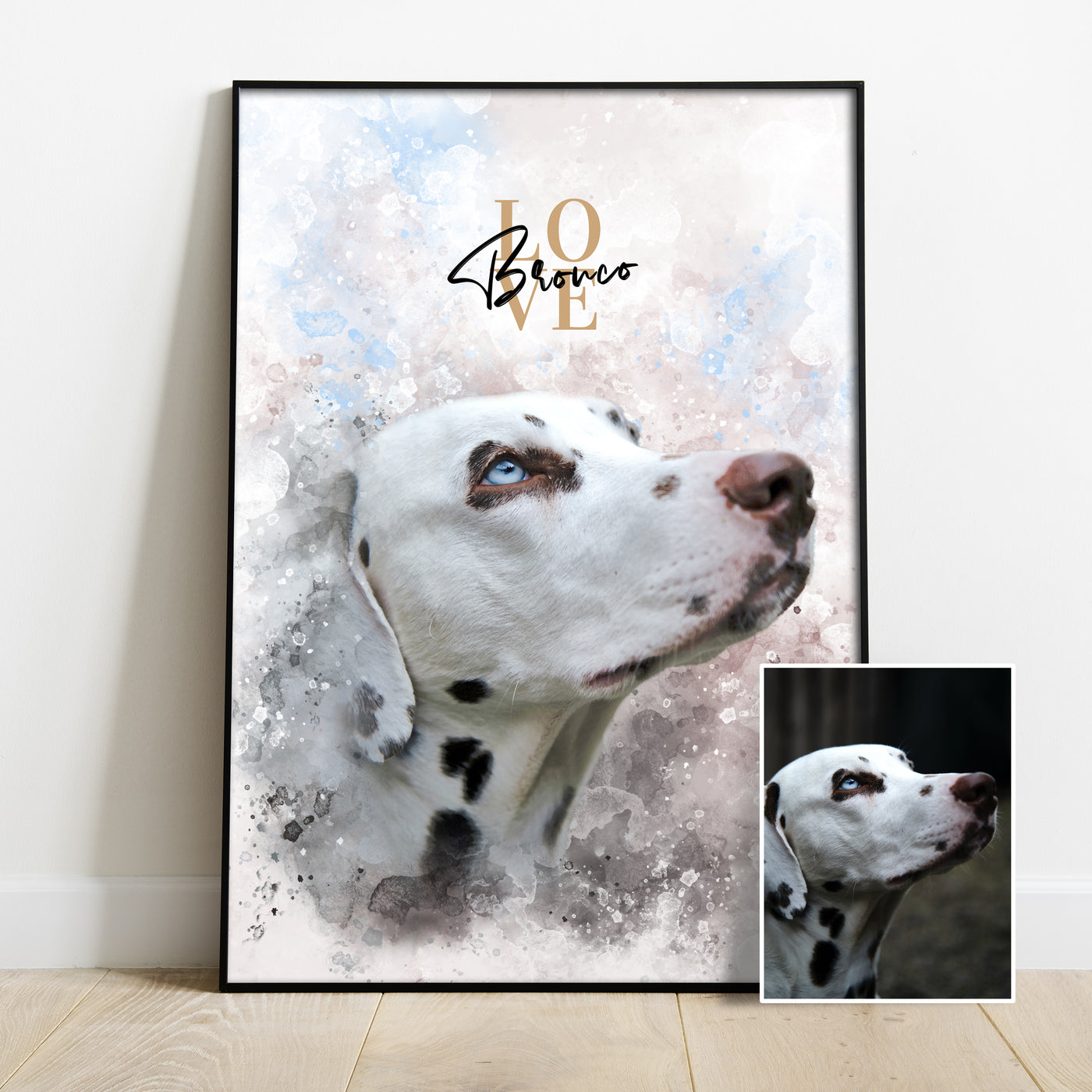 Personalisiertes Portrait Poster und Leinwand - Aquarell Stil