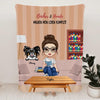 Bücher und Hunde - Personalisierte Fleece Decke mit Frau und Hund - PawsLife