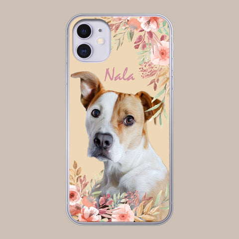 Personalisierte Portrait Handyhülle – Floral Stil - PawsLife