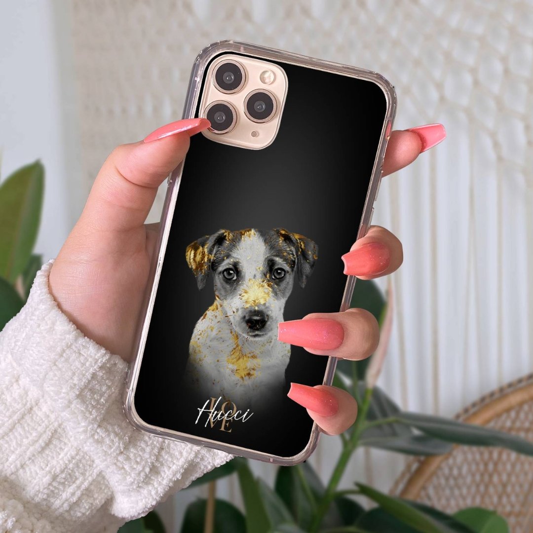 Personalisierte Portrait Handyhülle – Gold Stil - PawsLife
