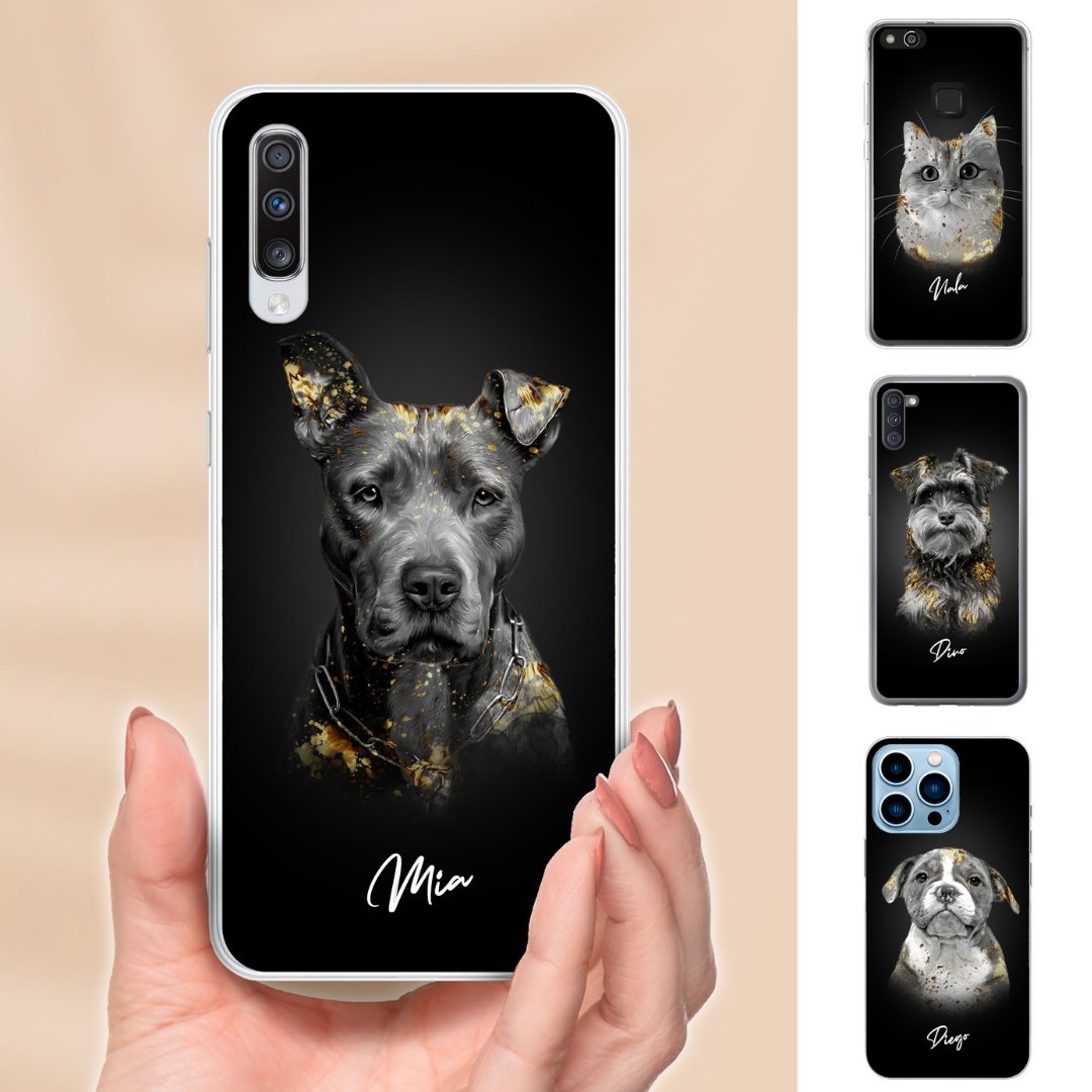 Personalisierte Portrait Handyhülle – Gold Stil - PawsLife