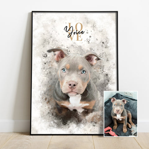 Personalisiertes Portrait Poster – Aquarell Stil - PawsLife