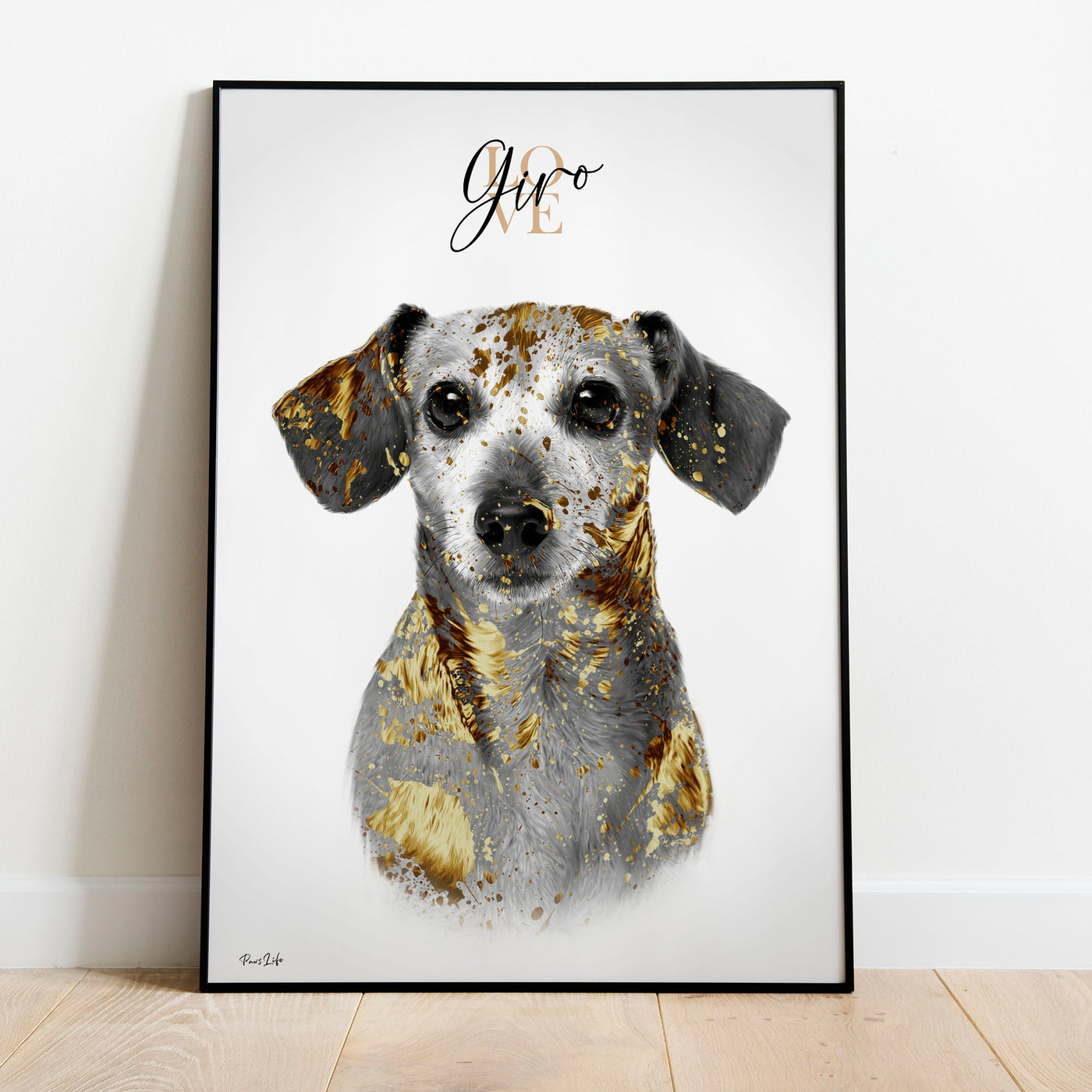 Personalisiertes Portrait Poster - Gold Stil - PawsLife